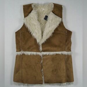 New Hollister Women's Shearling Vegan Suede Vest Size XS